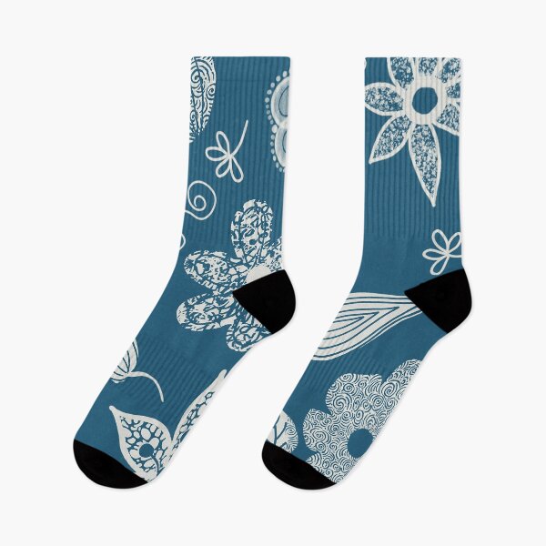 Item preview, White and Blue floral print designed and sold by HoddyDesign.