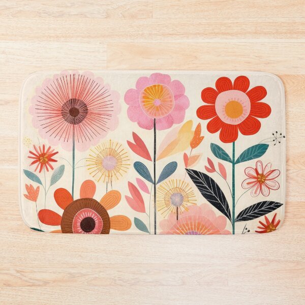 Item preview, Colorful Flowers Botanical Mural Abstract Art Illustration designed and sold by GulDesignCo.