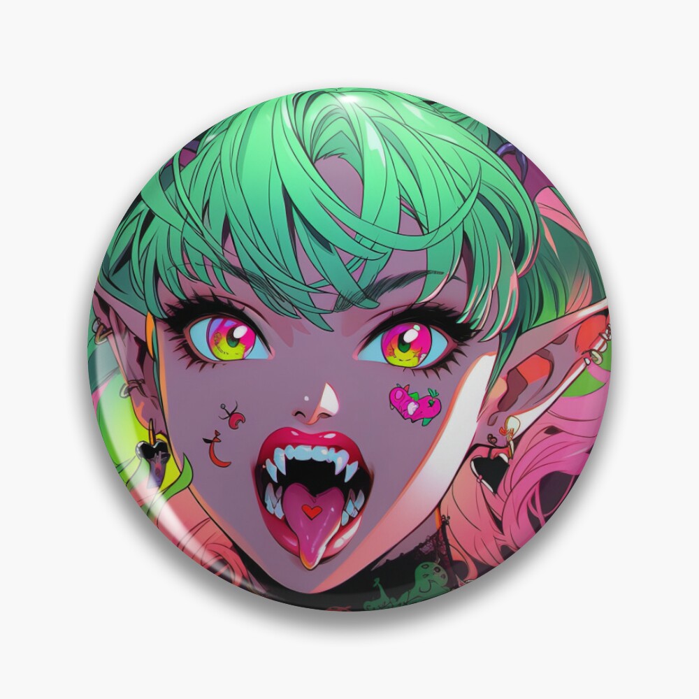 Kawaii Heart Tongue Pierced Succubus Demon Anime Girl