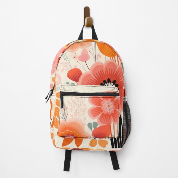 Item preview, Pink and Orange Colorful Flowers Botanical Mural Abstract Art Illustration designed and sold by GulDesignCo.