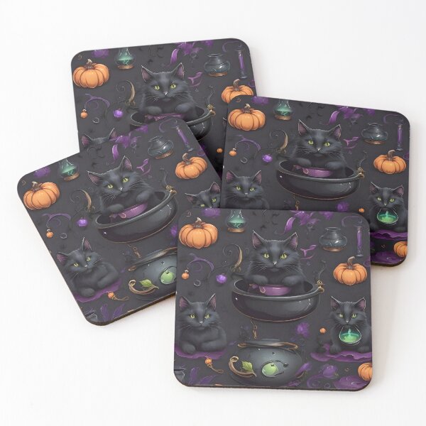 Item preview, Black Cat, Cauldron, and Potion Seamless Pattern - Spooky Halloween Wallpaper designed and sold by Best-Art-32.