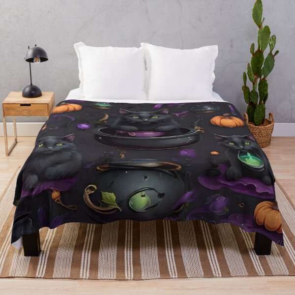 Item preview, Black Cat, Cauldron, and Potion Seamless Pattern - Spooky Halloween Wallpaper designed and sold by Best-Art-32.