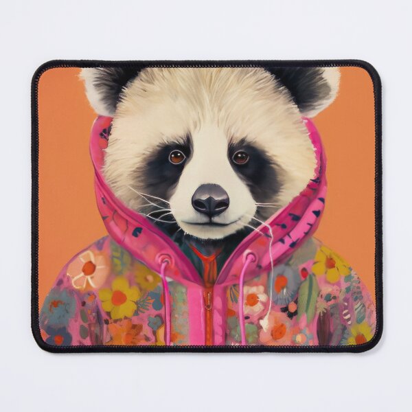 Item preview, Cute Panda in Floral Coat Pink&Orange Animal Fashion Art Print designed and sold by GulDesignCo.