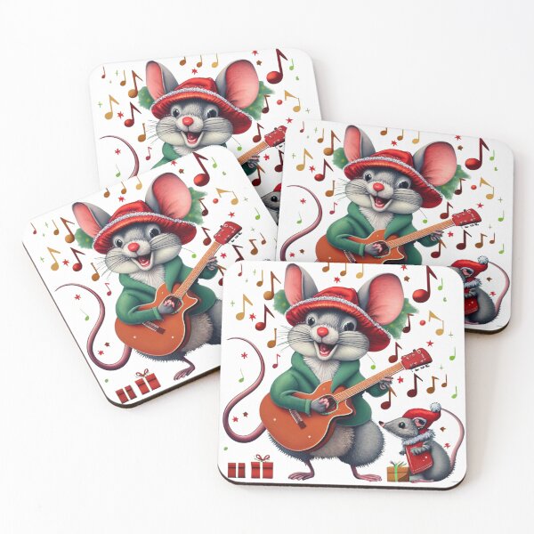 Item preview, christmas mouse and baby mouse playing guitar singing designed and sold by Meandmyshop.