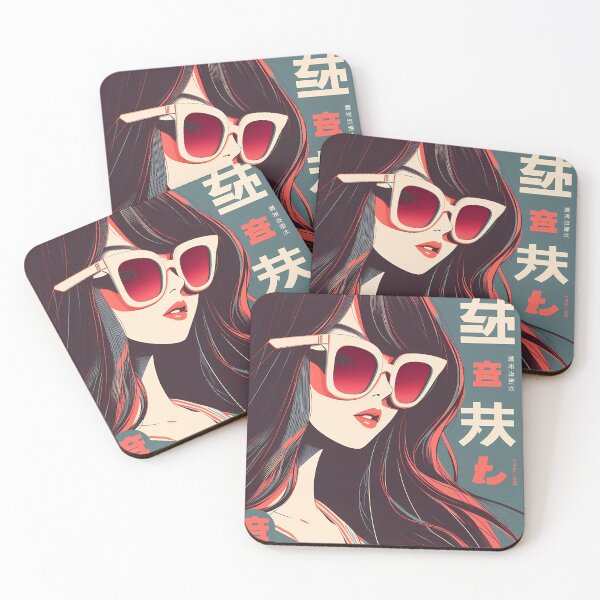Item preview, Japanese Girl with Sunglasses Poster: Vintage Style and Elegance designed and sold by IAPICTURE.