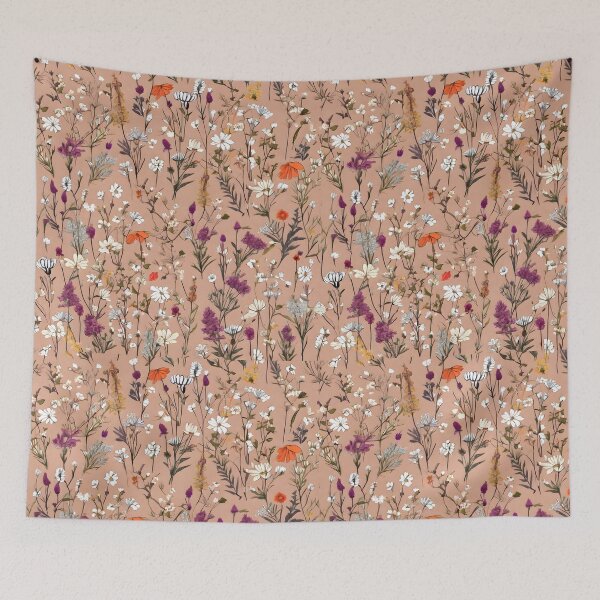 Item preview, Wild flowers on powder pink. designed and sold by My-fake-places.