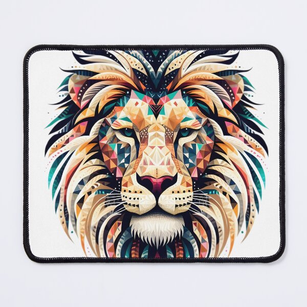 Item preview, Geometric Majesty: Colorful Lion Head Print designed and sold by D-Dreamweaver.
