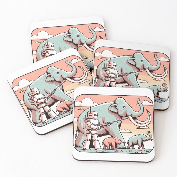 Item preview, Robot Guardian of Majestic Elephants in Pastel Wilderness designed and sold by OniumEth.
