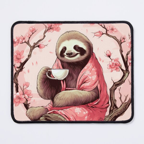 Item preview, cute sloth makes tea time, in Japanese anime style designed and sold by WallyPink.