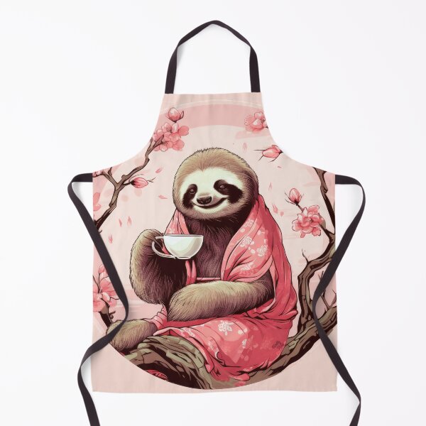 Item preview, cute sloth makes tea time, in Japanese anime style designed and sold by WallyPink.