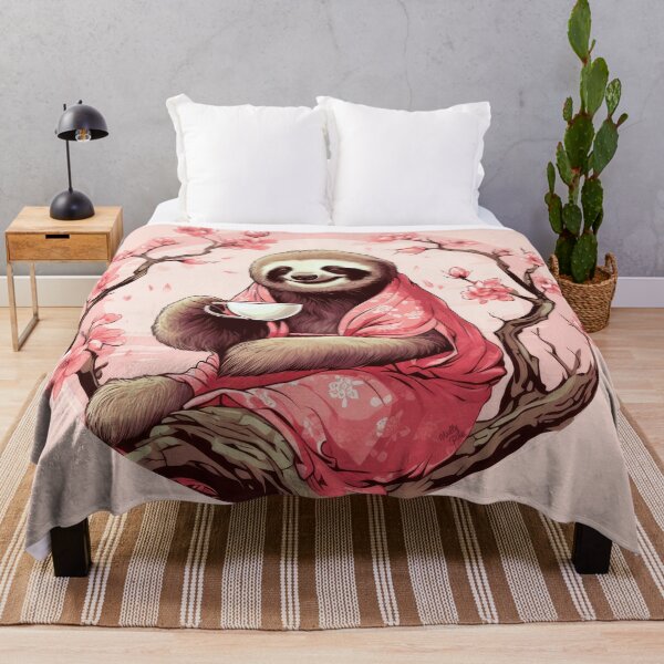 Item preview, cute sloth makes tea time, in Japanese anime style designed and sold by WallyPink.
