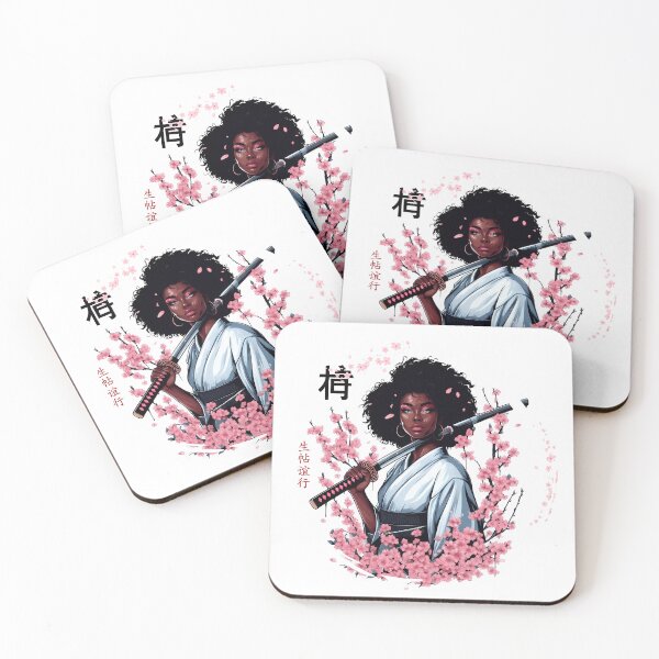 Item preview, Afroamerican Girl in Kimono with Katana: A Meeting of Cultures designed and sold by IAPICTURE.