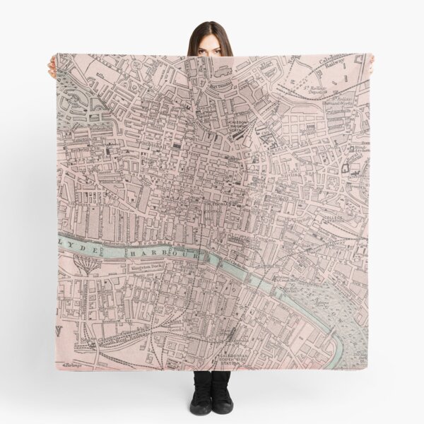 Vista previa del artículo con la obra «Mapa vintage de Glasgow Escocia (1901)», diseñado y vendido por BravuraMedia.