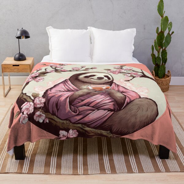 Item preview, Cute sloth is having lazy tea party, in old Japanese anime style designed and sold by WallyPink.