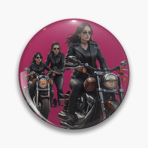 Item preview, young girls youth fashion rider group on classic motorcycle on the road designed and sold by Carlos Gudino.