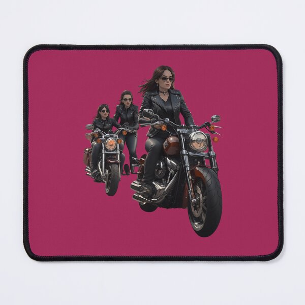 Item preview, young girls youth fashion rider group on classic motorcycle on the road designed and sold by Carlos Gudino.