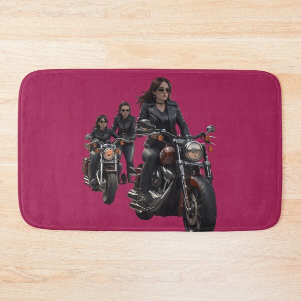 Item preview, young girls youth fashion rider group on classic motorcycle on the road designed and sold by Carlos Gudino.
