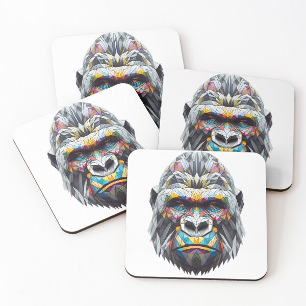Item preview, Geometric Majesty: Colorful Gorilla Head Print designed and sold by D-Dreamweaver.