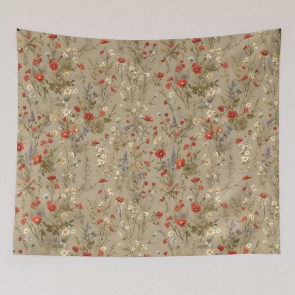 Item preview, Wild flowers on beige background. designed and sold by My-fake-places.