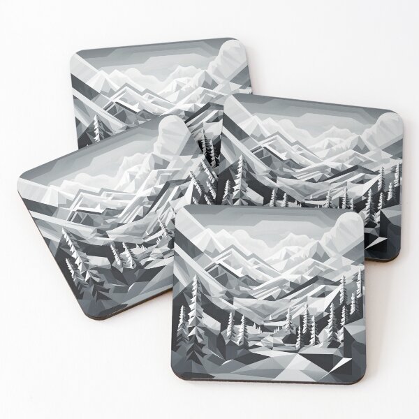 Item preview, Explore "Simplistic & Minimalistic Snowy Winter Alps" with Bauhaus Flair designed and sold by ArtificialGenes.