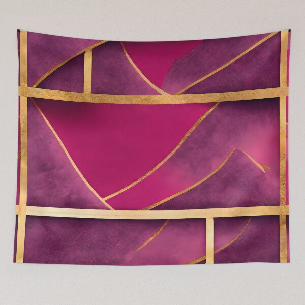 Item preview, Abstract, Geometric, Dark Pink, Hot Pink, Magenta, Pink, Gold, Art Deco designed and sold by Golden-Feathers.