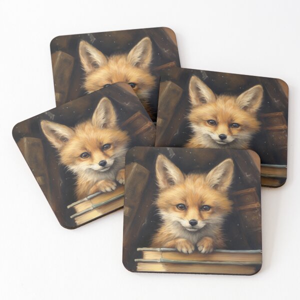 Item preview, little cute fox puppy in books designed and sold by WallyPink.