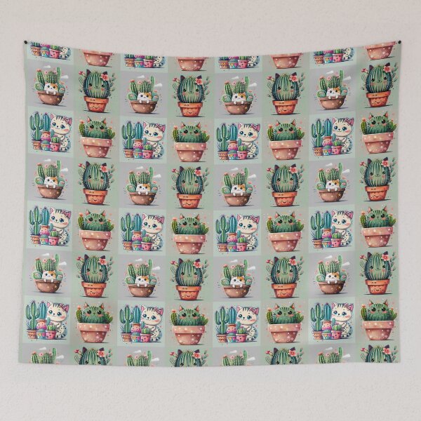 Item preview, Pattern Cat Cactus Pot designed and sold by AOCollections.