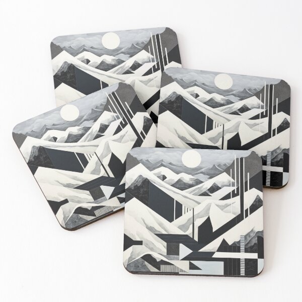 Item preview, Explore "Simplistic & Minimalistic Snowy Winter Alps" with Bauhaus Flair designed and sold by ArtificialGenes.