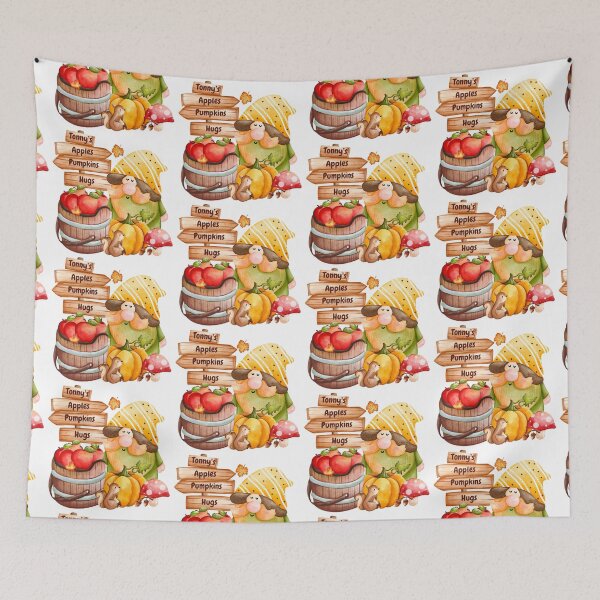 Item preview, Autumn Gnome with Apple and Pumpkin Harvest designed and sold by silviaol.