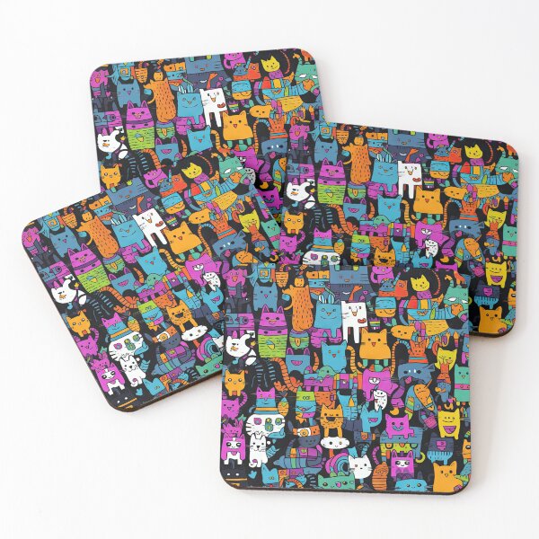 Item preview, lots of crazy colorful cats designed and sold by WallyPink.