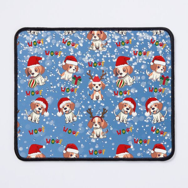 Item preview, Cute Beagle Puppies Christmas Pattern on Blue Snowflake Background  designed and sold by MimsTees.