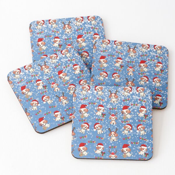Item preview, Cute Beagle Puppies Christmas Pattern on Blue Snowflake Background  designed and sold by MimsTees.