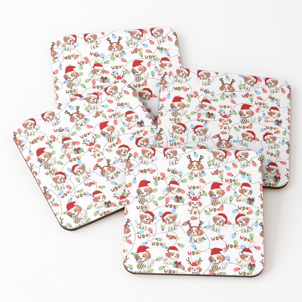 Item preview,  Cute Beagle Puppies Christmas Pattern on Christmas Lights Background  designed and sold by MimsTees.