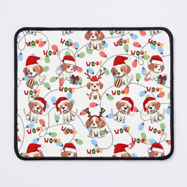 Item preview,  Cute Beagle Puppies Christmas Pattern on Christmas Lights Background  designed and sold by MimsTees.