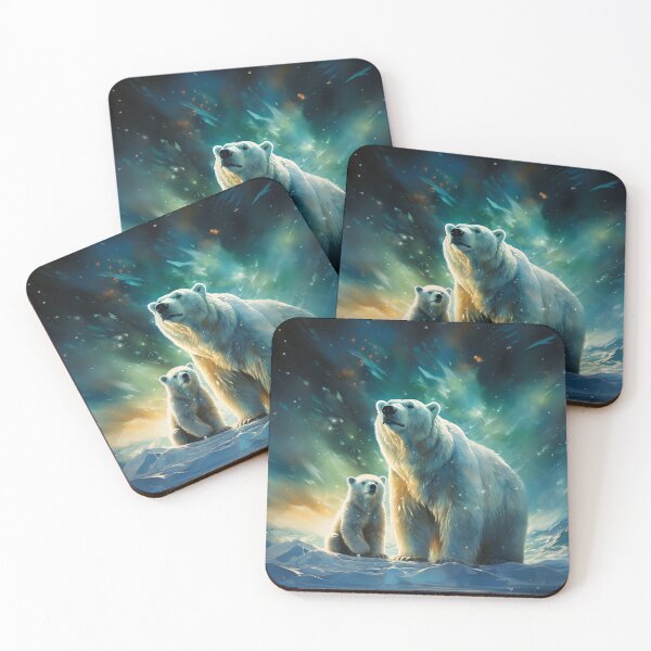 Item preview, Polar bears and Aurora borealis 2 designed and sold by Red Witch Art.