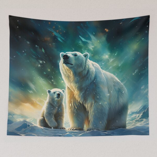 Item preview, Polar bears and Aurora borealis 2 designed and sold by Red Witch Art.