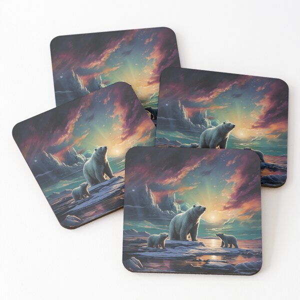 Item preview, Polar bears and Aurora borealis designed and sold by Red Witch Art.