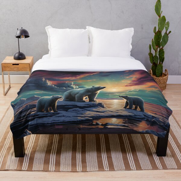 Item preview, Polar bears and Aurora borealis designed and sold by Red Witch Art.