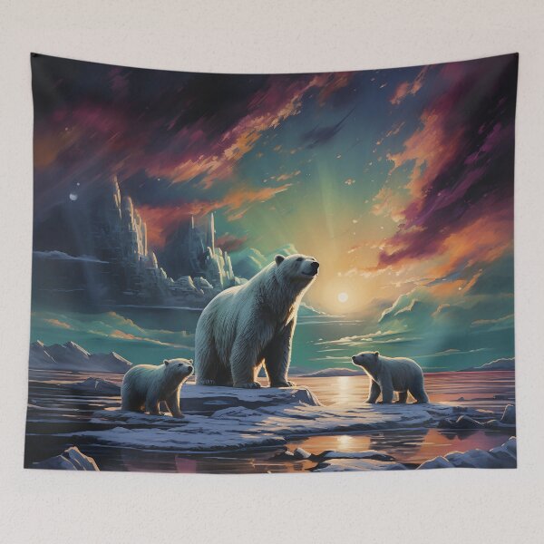 Item preview, Polar bears and Aurora borealis designed and sold by Red Witch Art.