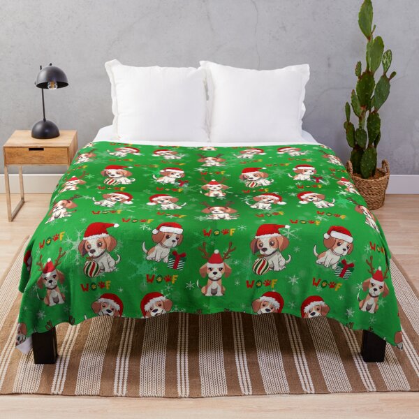 Item preview, Cute Beagle Puppies Christmas Pattern on Blue Snowflake Background  designed and sold by MimsTees.
