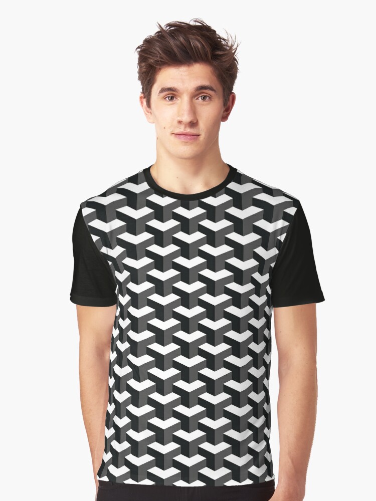Schwarzweiss Effekt Des Wurfel Muster 3d T Shirt Von Fakemirror Redbubble