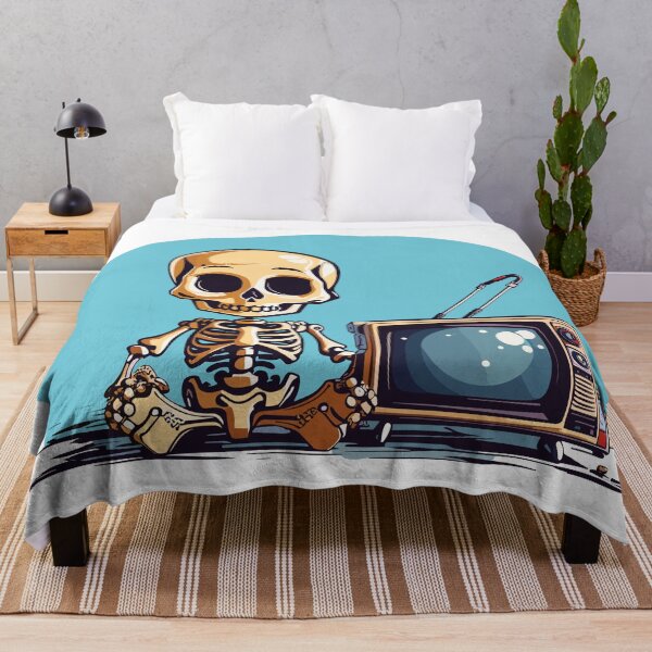 Item preview, Cute Little Skeleton With Old TV 80's designed and sold by GridBalcony.