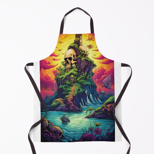 Item preview, Retro style skull house on mountain designed and sold by ArtByNRJ.