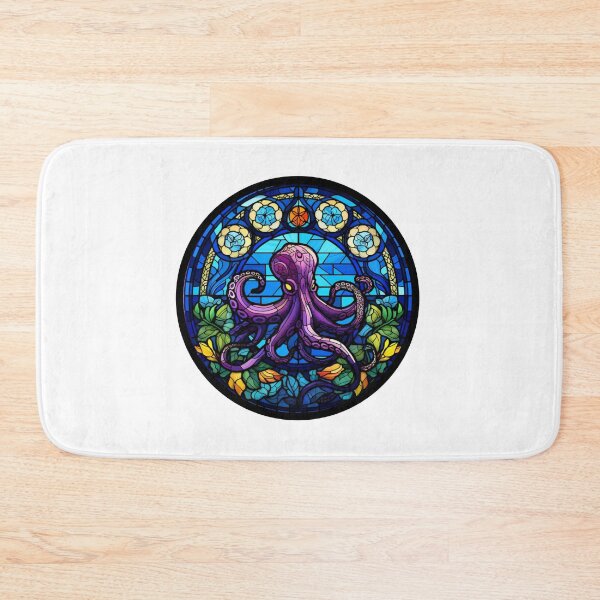 Item preview, King of the Deep Octopus in Stained Glass Style designed and sold by stainedglass101.