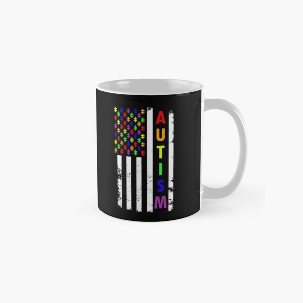 Vista previa del artículo con la obra «Concienciación sobre el autismo camisa de la bandera americana Puzzle Gear en el arco iris», diseñado y vendido por DynamicDesign.