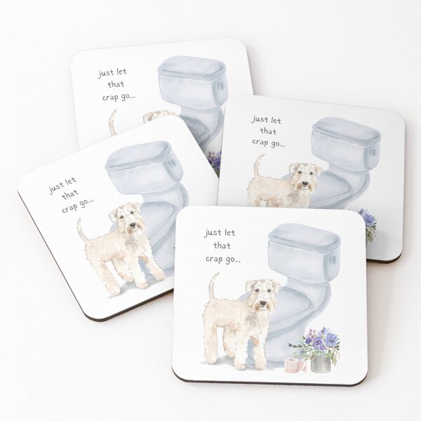 Item preview, Funny Watercolor Wheaten Terrier Dog sitting on Toilet Seat  designed and sold by beastieboutique.