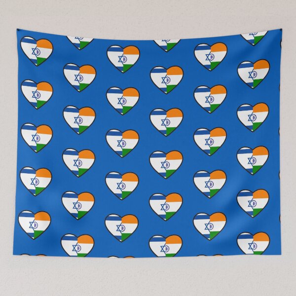 Item preview, Flag of Israel and India flag in heart designed and sold by Neeshki.