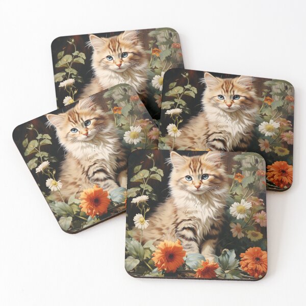 Item preview, Kitty in the floral Garden 1 designed and sold by Red Witch Art.
