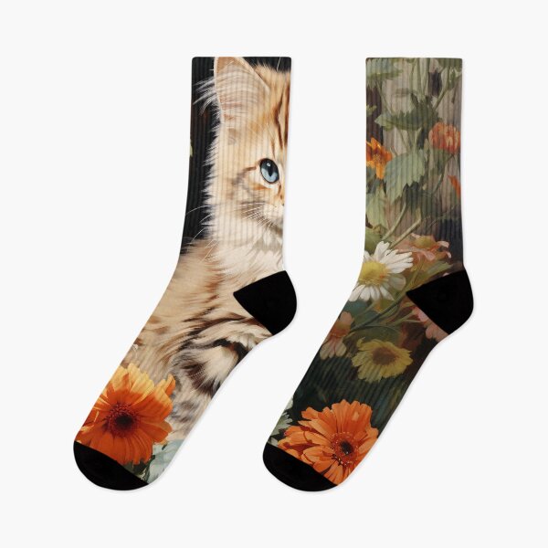 Item preview, Kitty in the floral Garden 1 designed and sold by Red Witch Art.