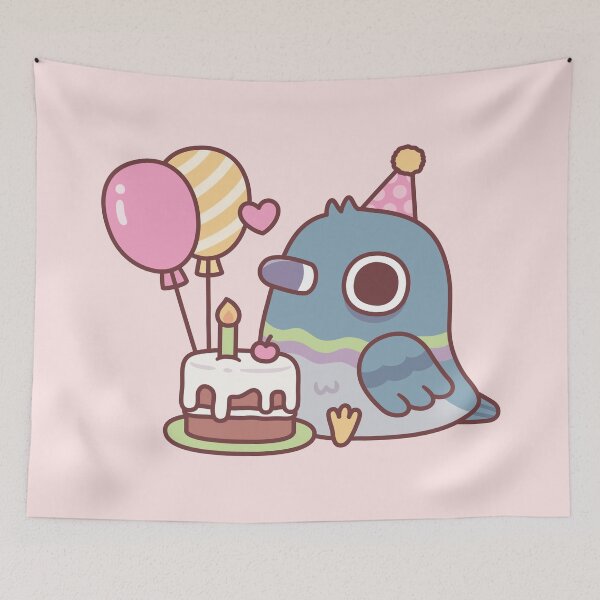 Item preview, Cute Pigeon With Balloons And Birthday Cake designed and sold by rustydoodle.